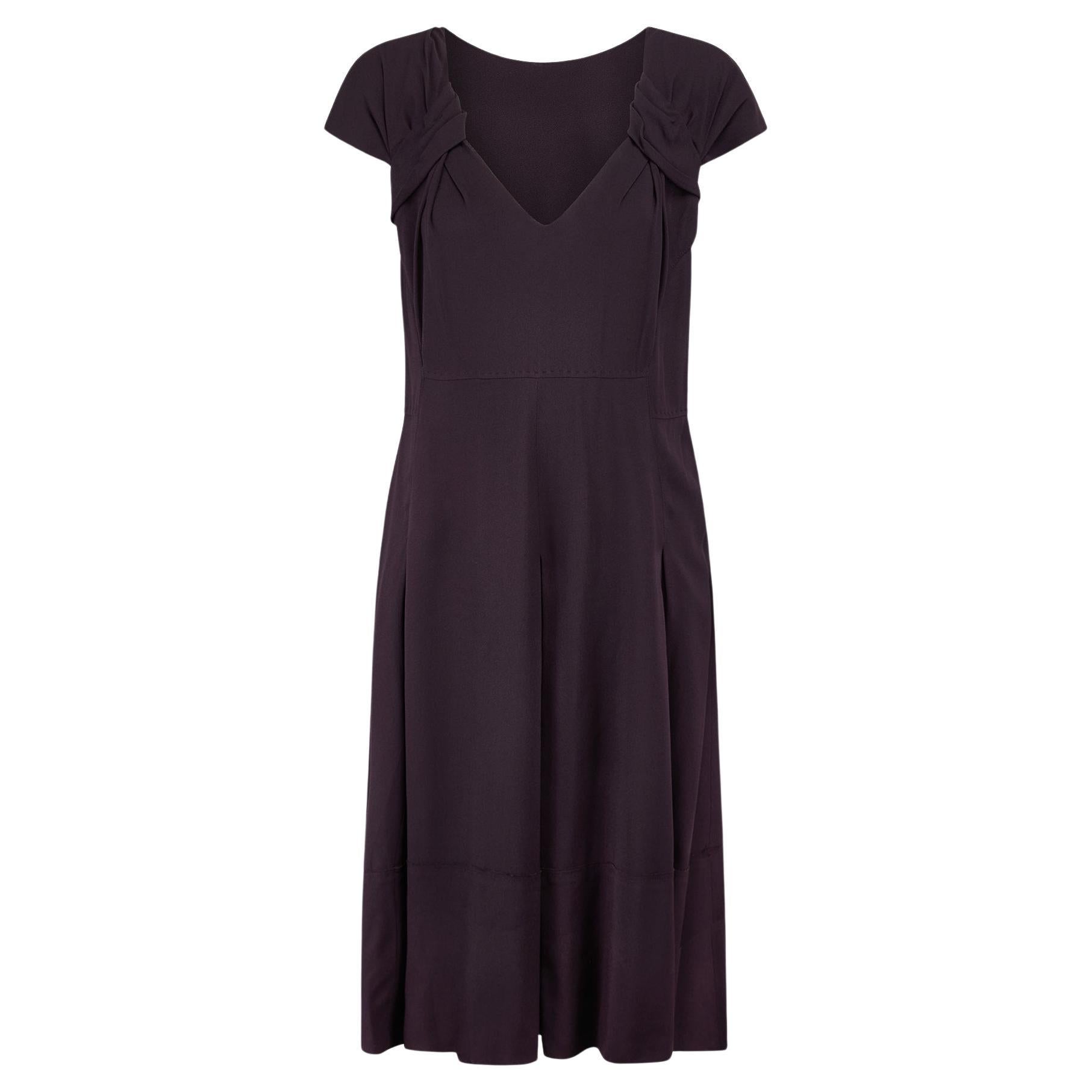 2007 Prada 1940s Style Plum Crepe Dress For Sale