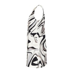 2007 Pucci Laufsteg – Schwarz-weißes A-Linien-Kleid aus Leinen und Baumwolle