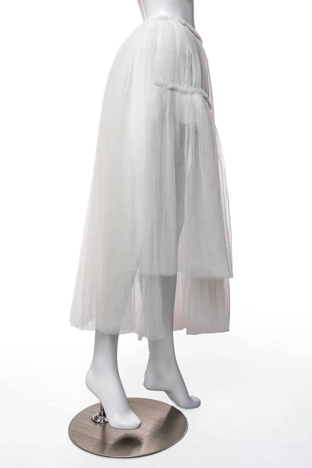 Gray 2007 Rei Kawakubo Comme des Garçons White Layered Tulle Skirt For Sale