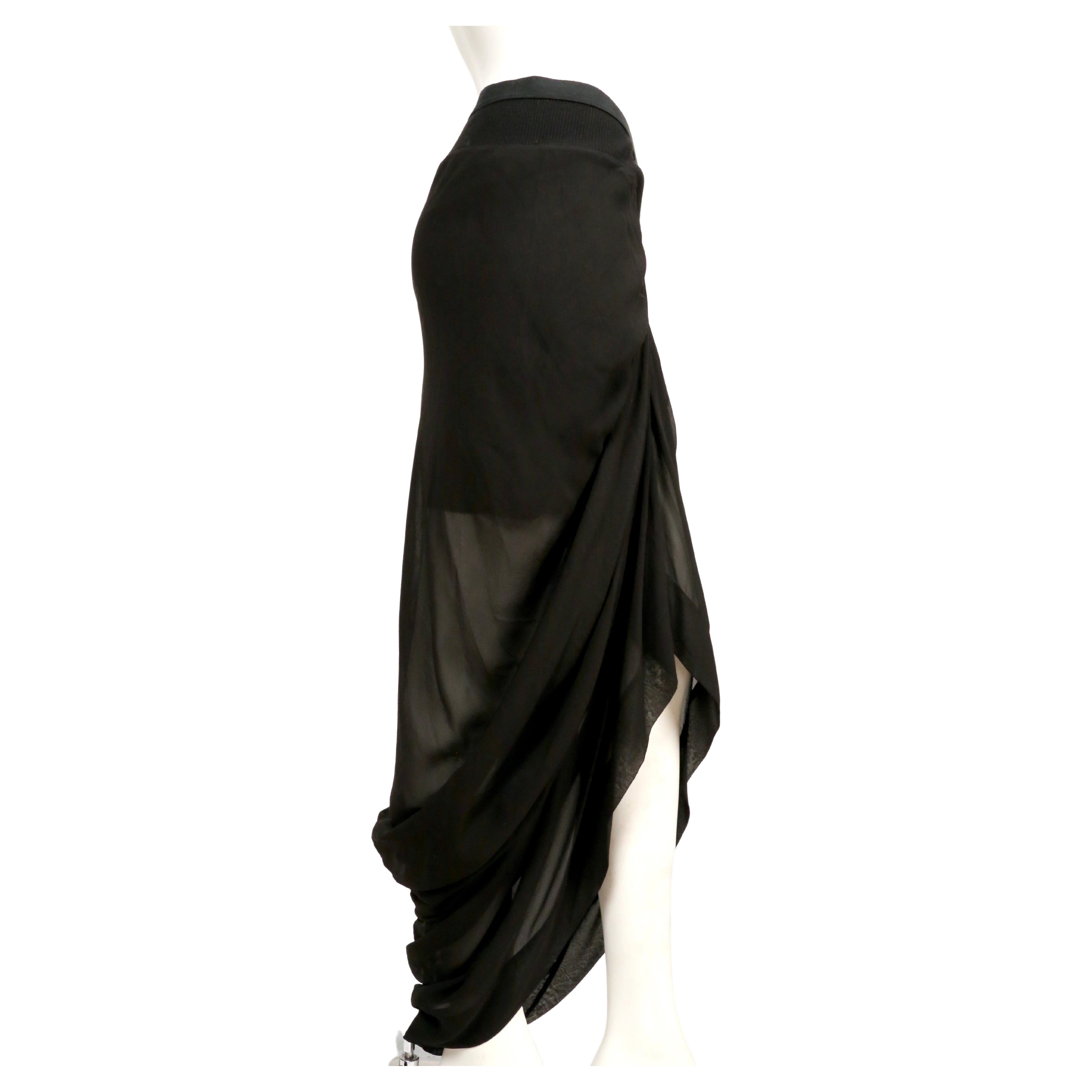 2007 RICK OWENS wishbone black draped silk RUNWAY skirt For Sale 2