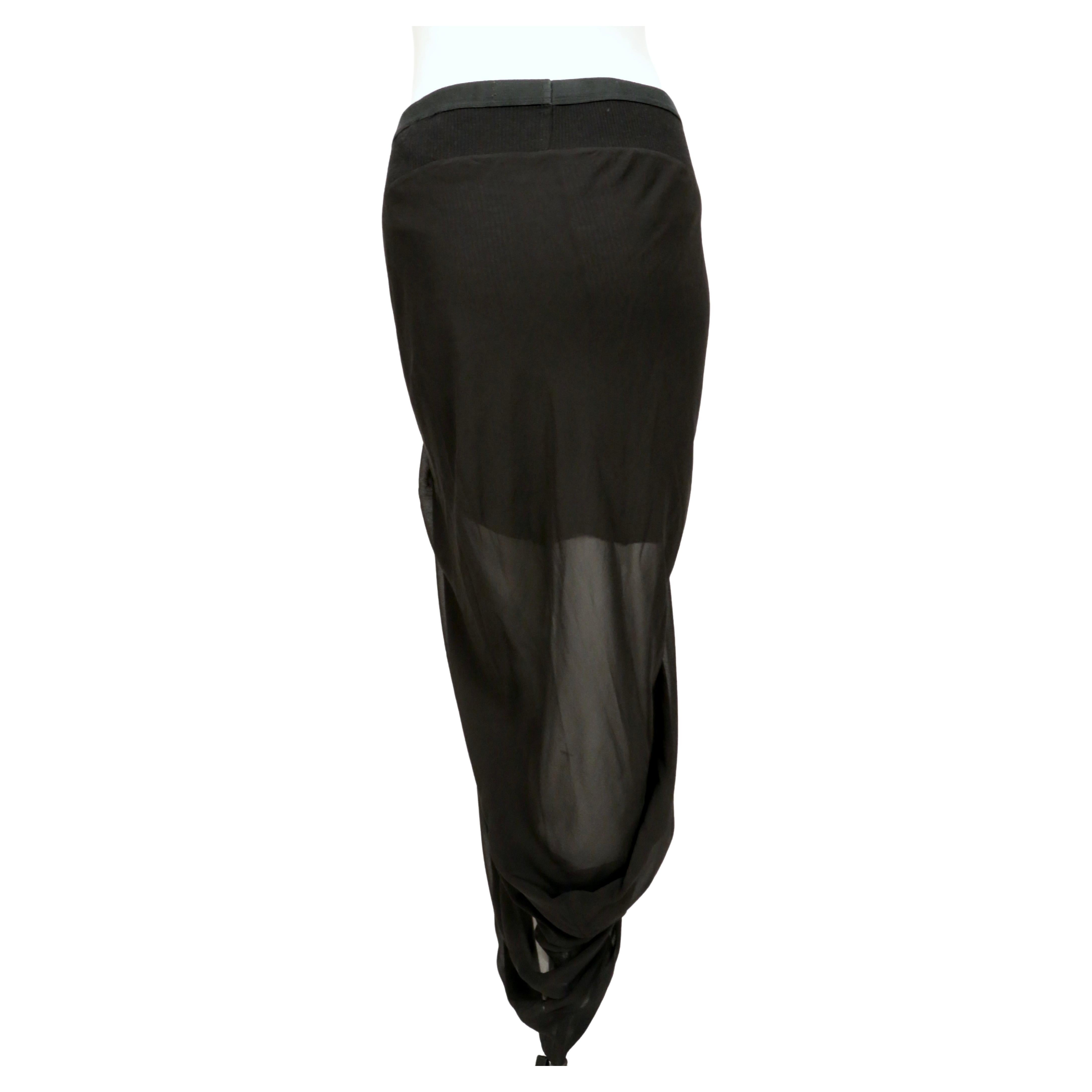 2007 RICK OWENS wishbone black draped silk RUNWAY skirt For Sale 3