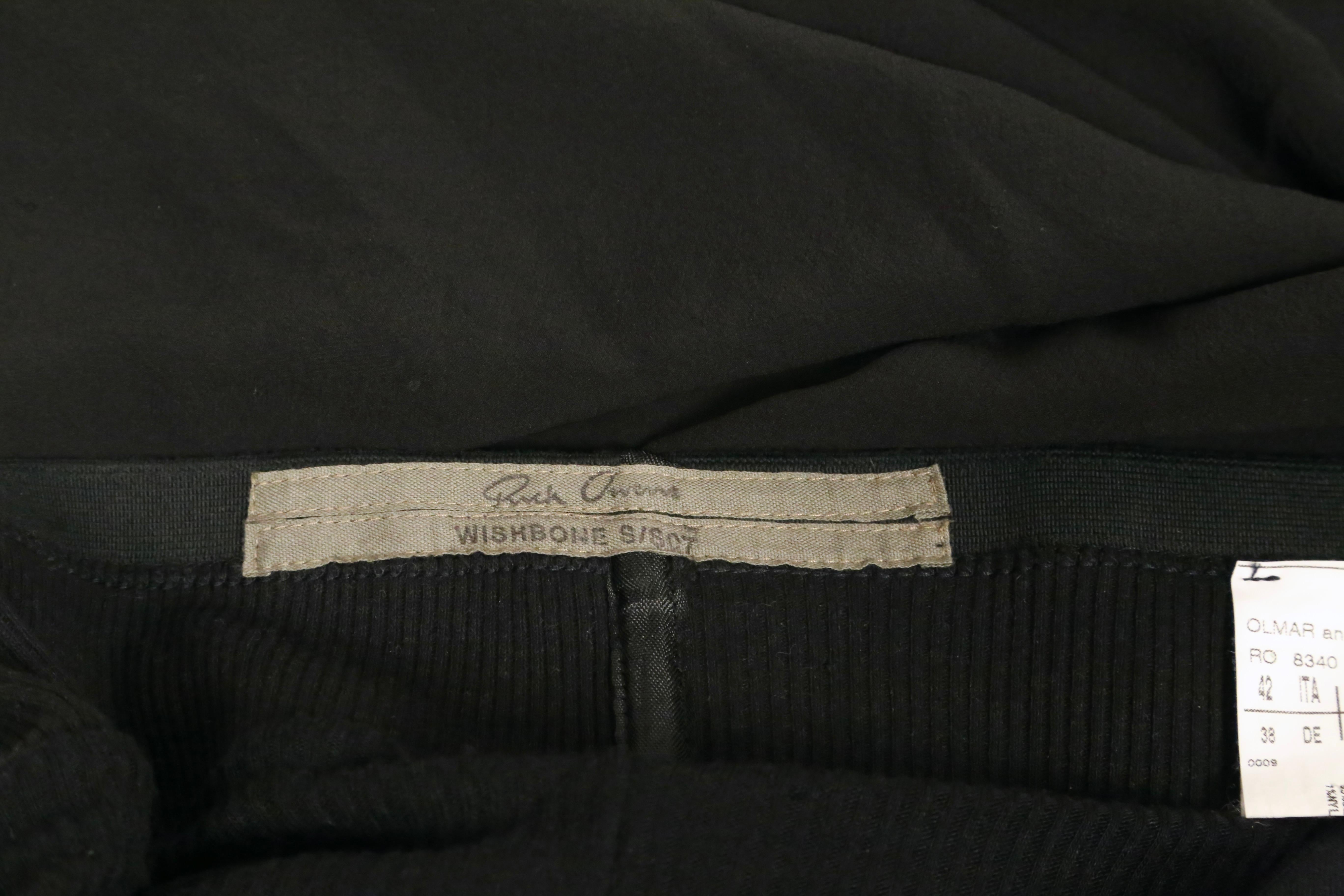 2007 RICK OWENS wishbone black draped silk RUNWAY skirt For Sale 4