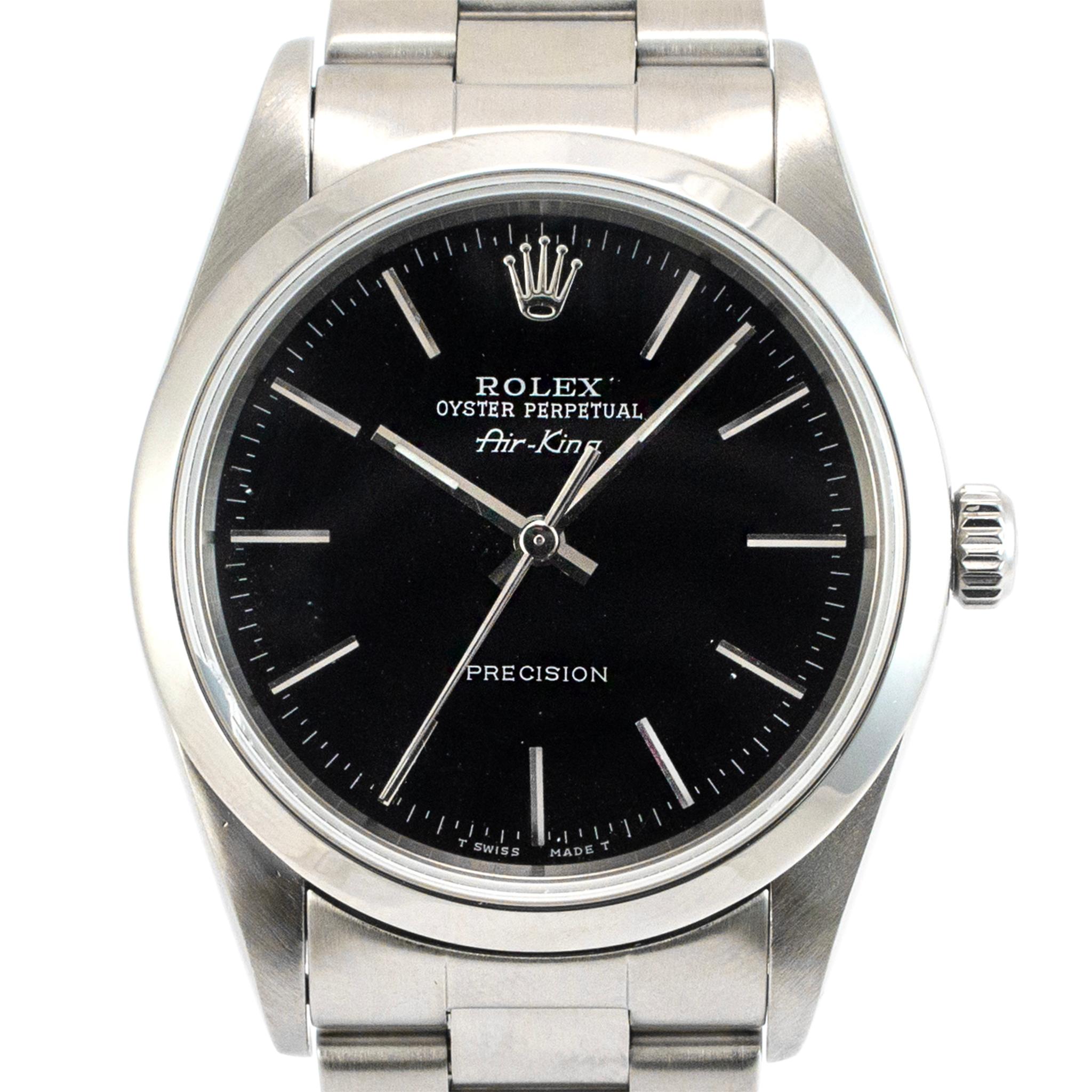 Marke: Rolex 

Geschlecht: Unisex

Metalltyp: Rostfreier Stahl

Durchmesser: 34,00 mm

Gewicht: 91,60 Gramm

Eine Uhr aus rostfreiem Stahl, ROLEX Swiss made. Das Metall wurde getestet und als rostfreier Stahl eingestuft. Die Marke 