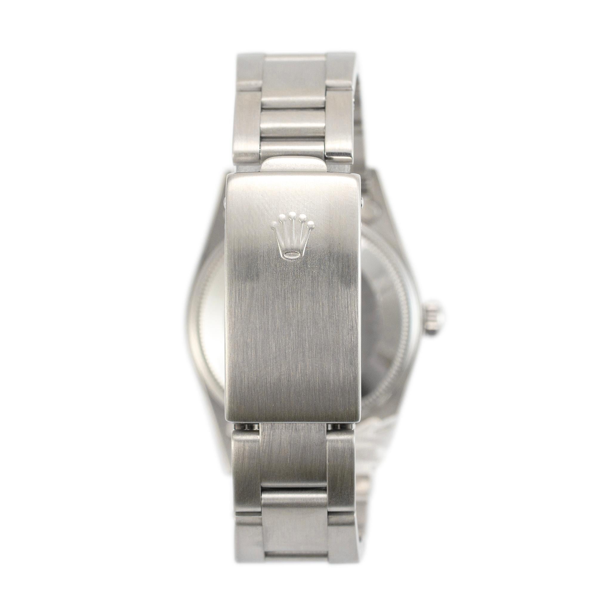 2007 Rolex Air King 34MM 14000M Austern-Uhr aus Edelstahl mit schwarzem Stick-Zifferblatt für Damen oder Herren
