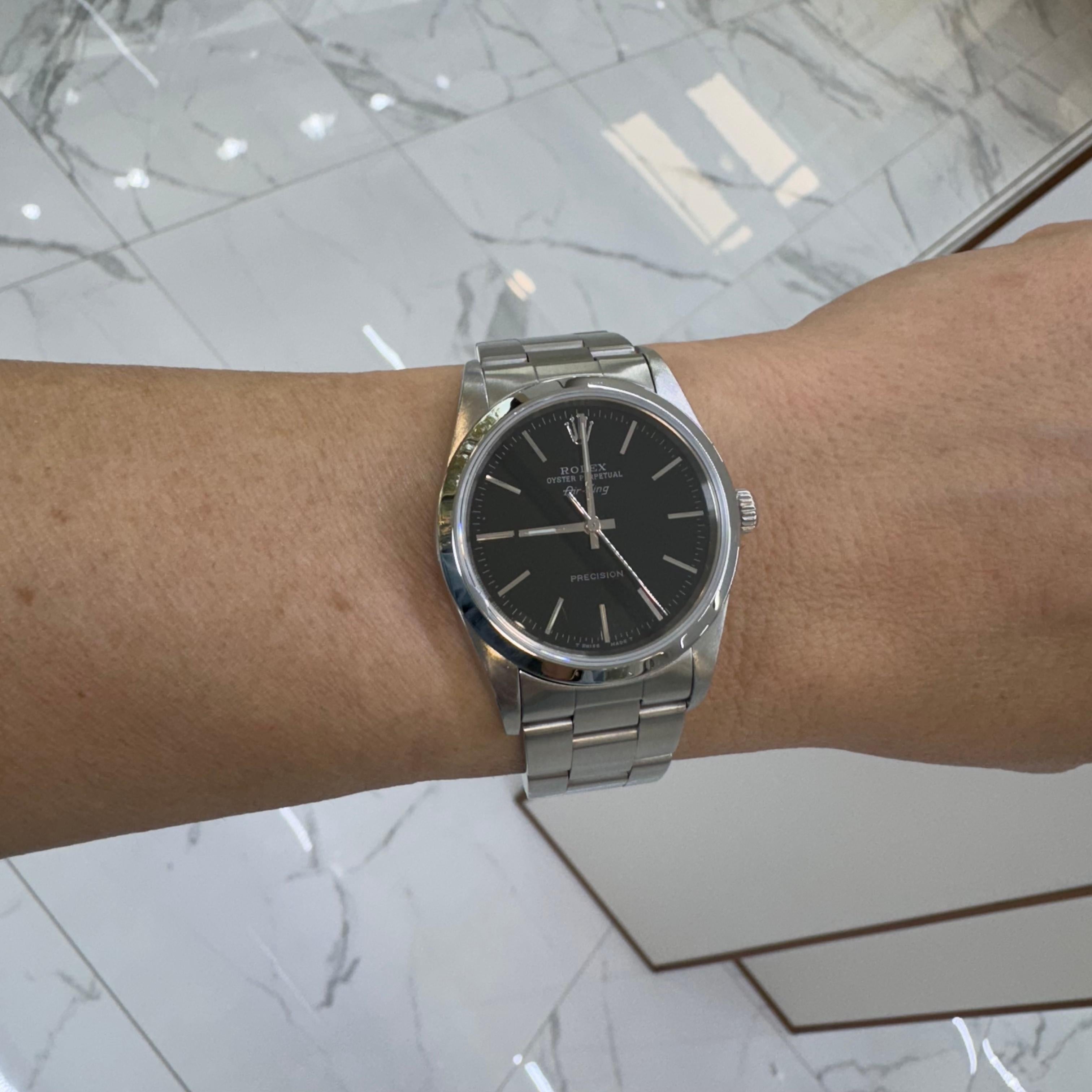 2007 Rolex Air King 34MM 14000M Austern-Uhr aus Edelstahl mit schwarzem Stick-Zifferblatt 4