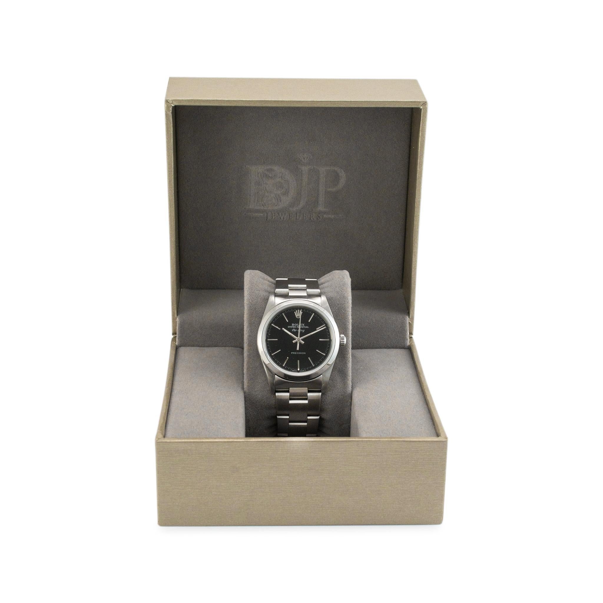 2007 Rolex Air King 34MM 14000M Austern-Uhr aus Edelstahl mit schwarzem Stick-Zifferblatt 5