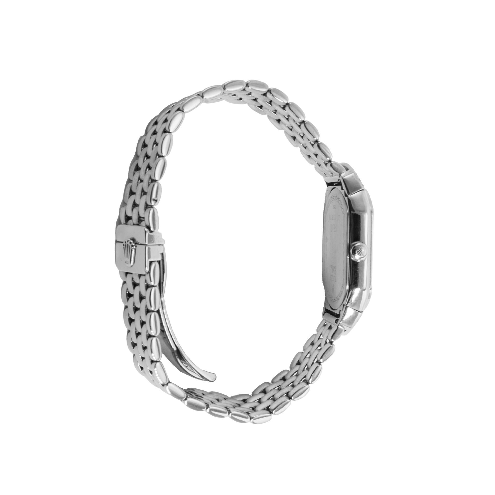 2007 Rolex Cellini 24MM 6693 Oro bianco 18 carati Pave Diamante Quarzo Orologio in vendita 2