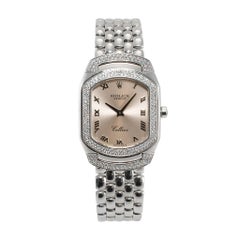 2007 Rolex Cellini Cellissima 24MM 6693 18K White Gold Pave Diamond Quartz Watch