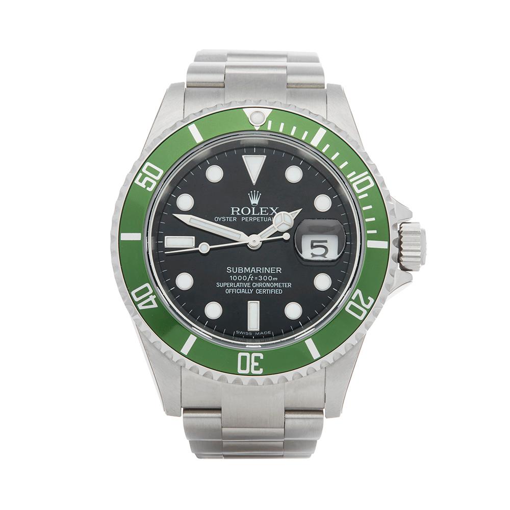 2007 Rolex Submariner Kermit NOS Stainless Steel 16610LV Wristwatch