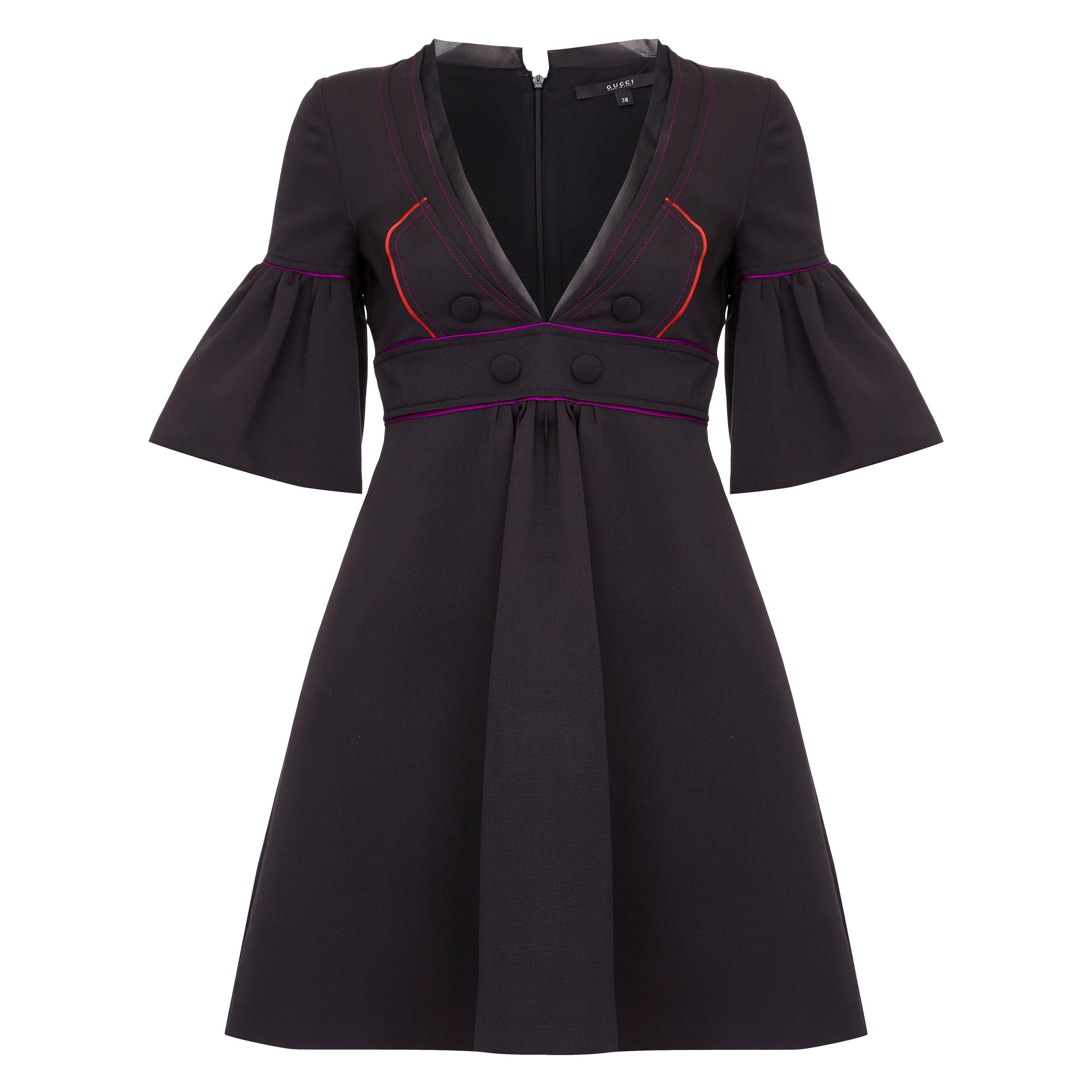 2007 Passerella documentata Gucci Abito babydoll in seta nera in vendita