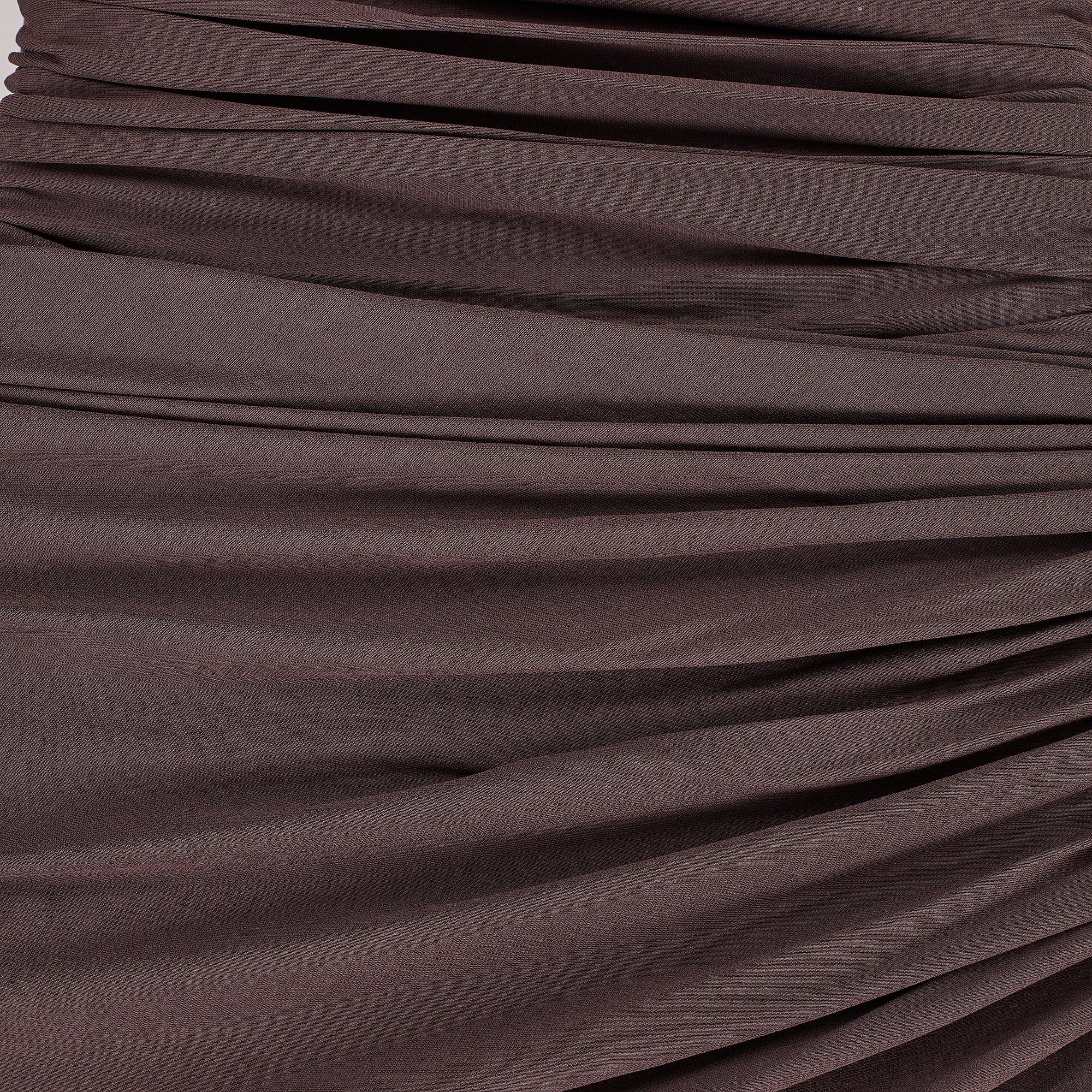 2007 Runway Guy Laroche Couture Dark Mauve Halter-Neck Dress In Excellent Condition For Sale In London, GB