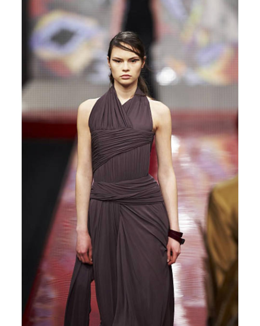 2007 Runway Guy Laroche Couture Dark Mauve Halter-Neck Dress For Sale 1