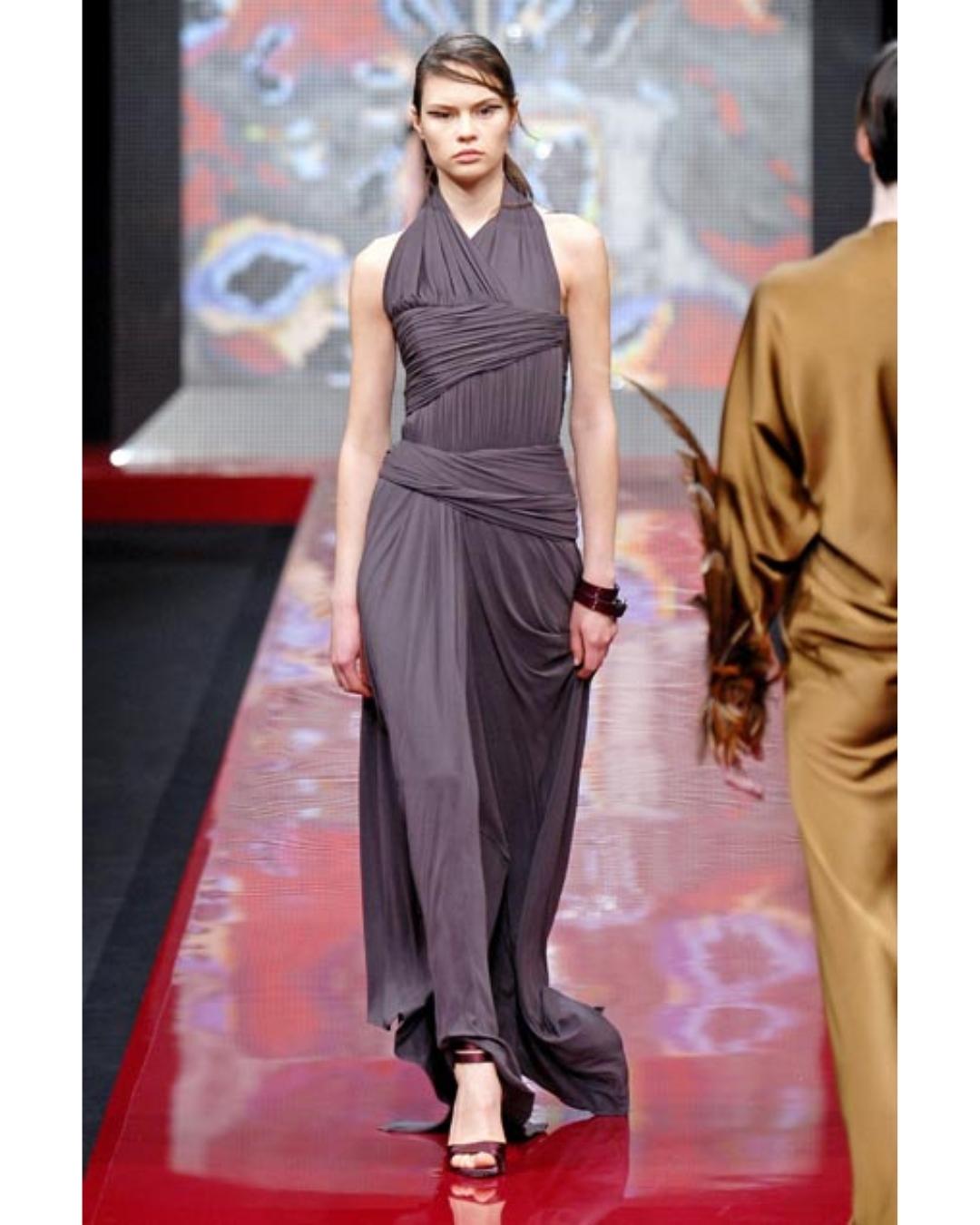 2007 Runway Guy Laroche Couture Dark Mauve Halter-Neck Dress For Sale 2