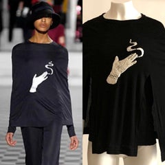 2007 Runway Marc Jacobs Surrealist Sequin Smoking Hand Black Cape Layered Top