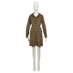 2007 SAINT LAURENT rive gauche robe tunique 'saharienne' vert kaki