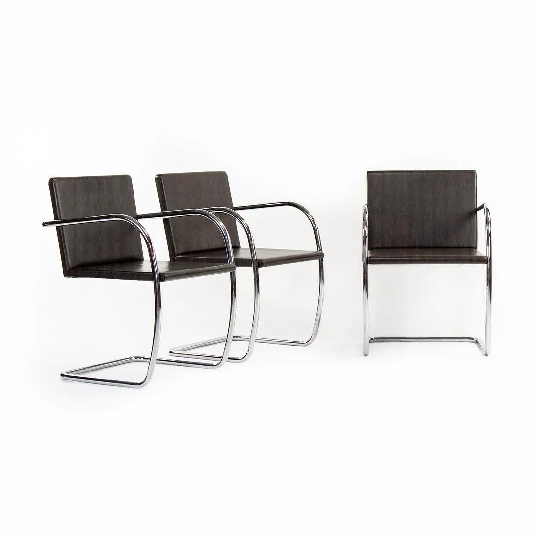 2007 Set of 6 Knoll Brno Tubular Dining Chairs by Mies van der Rohe in Leather For Sale 3