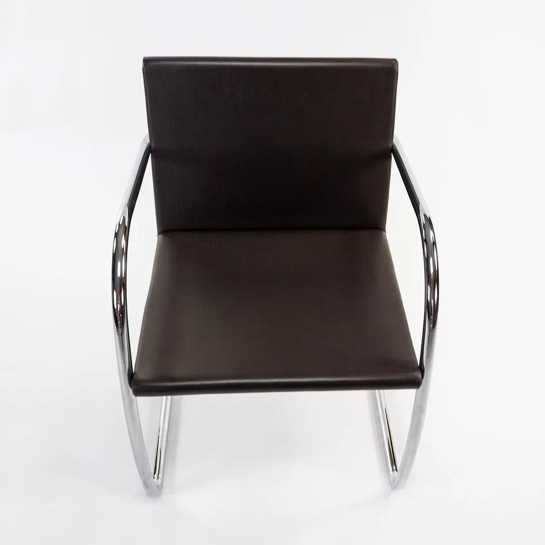 American 2007 Set of 6 Knoll Brno Tubular Dining Chairs by Mies van der Rohe in Leather For Sale