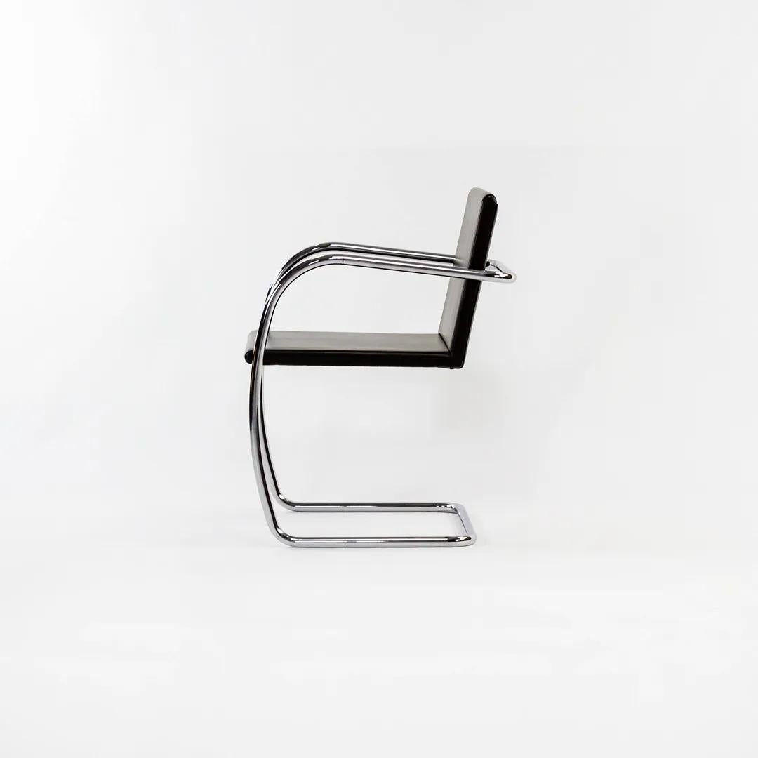 2007 Set of 6 Knoll Brno Tubular Dining Chairs by Mies van der Rohe in Leather In Good Condition For Sale In Philadelphia, PA