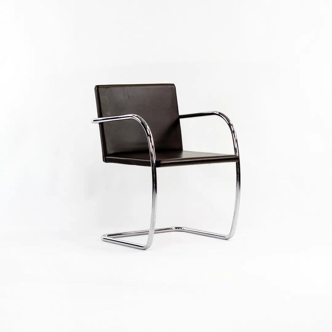 Steel 2007 Set of 6 Knoll Brno Tubular Dining Chairs by Mies van der Rohe in Leather For Sale