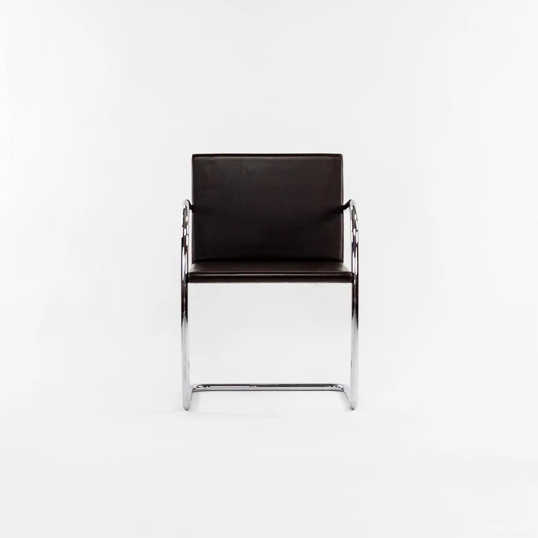 2007 Set of 6 Knoll Brno Tubular Dining Chairs by Mies van der Rohe in Leather For Sale 1