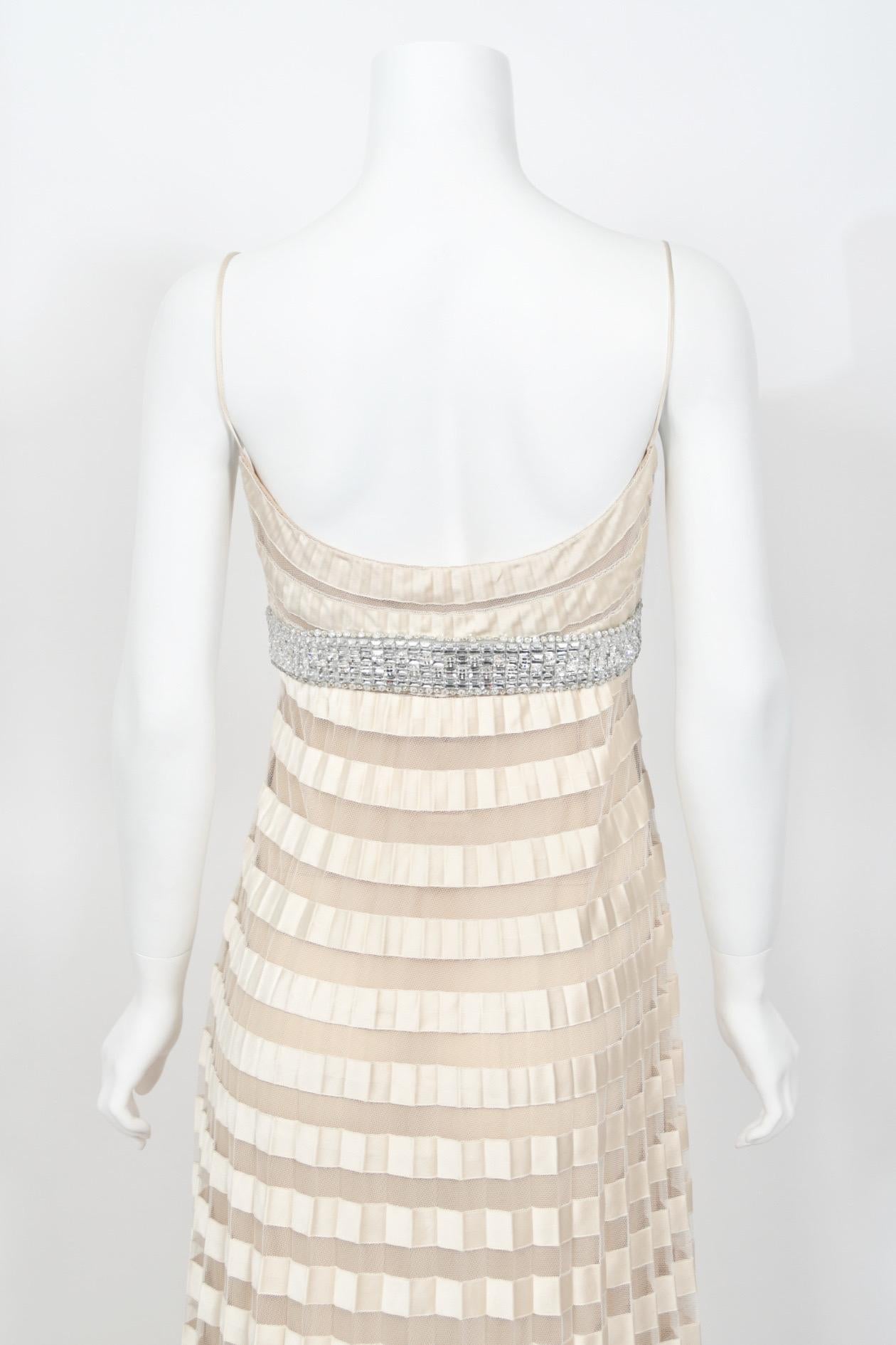 2007 Valentino Documented Runway Ivory Sheer-Illusion Silk & Tulle Pleated Gown 11