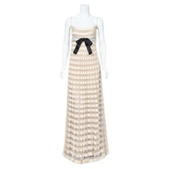 2007 Valentino Documented Runway Ivory Sheer-Illusion Silk & Tulle Pleated Gown