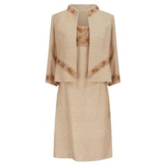 2007 Valentino Haute Couture Runway Cream Embroidered Dress Suit