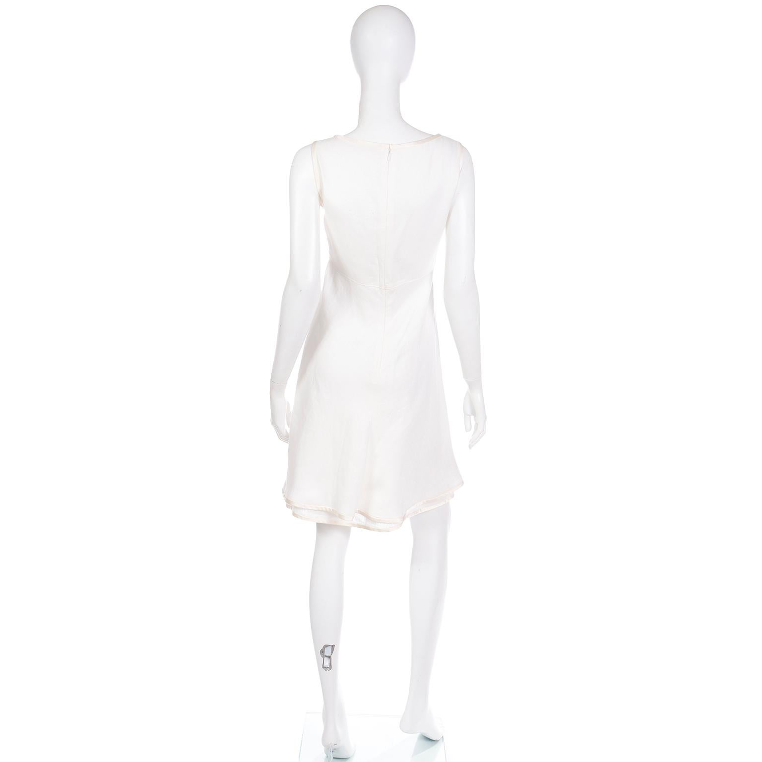 2007 Valentino Ivory Linen Sleeveless Runway Dress w Cropped Blazer Jacket For Sale 2