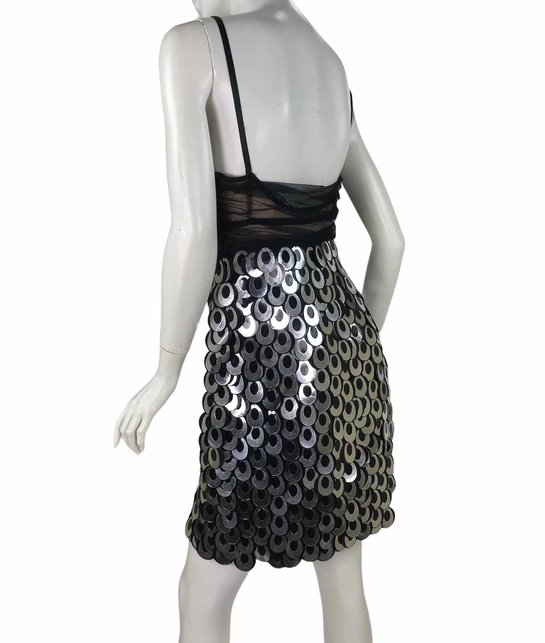 2007 Versace silver paillette dress as seen on Halle In Excellent Condition In Montgomery, TX