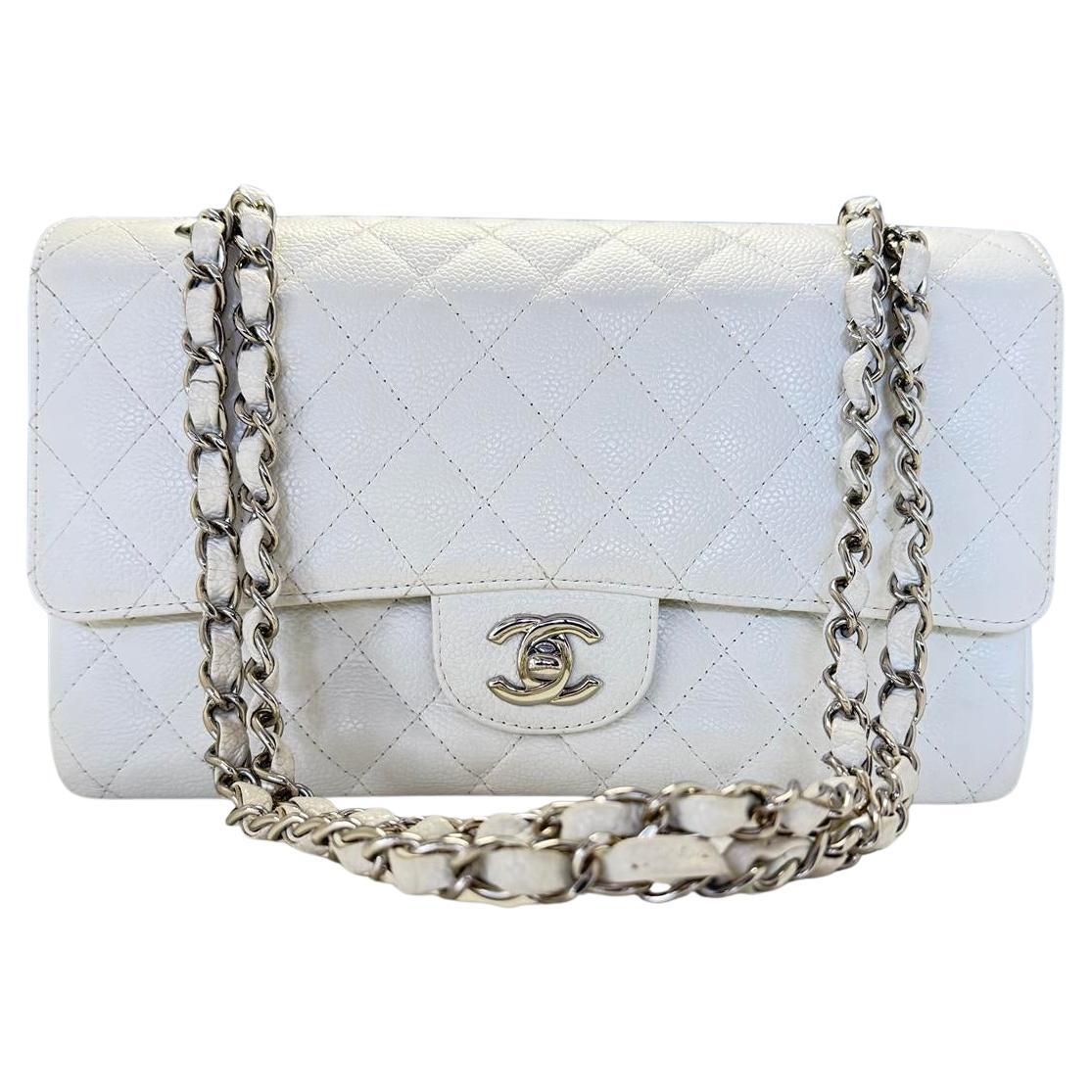 2007 White Chanel Timeless Small Caviar Bag