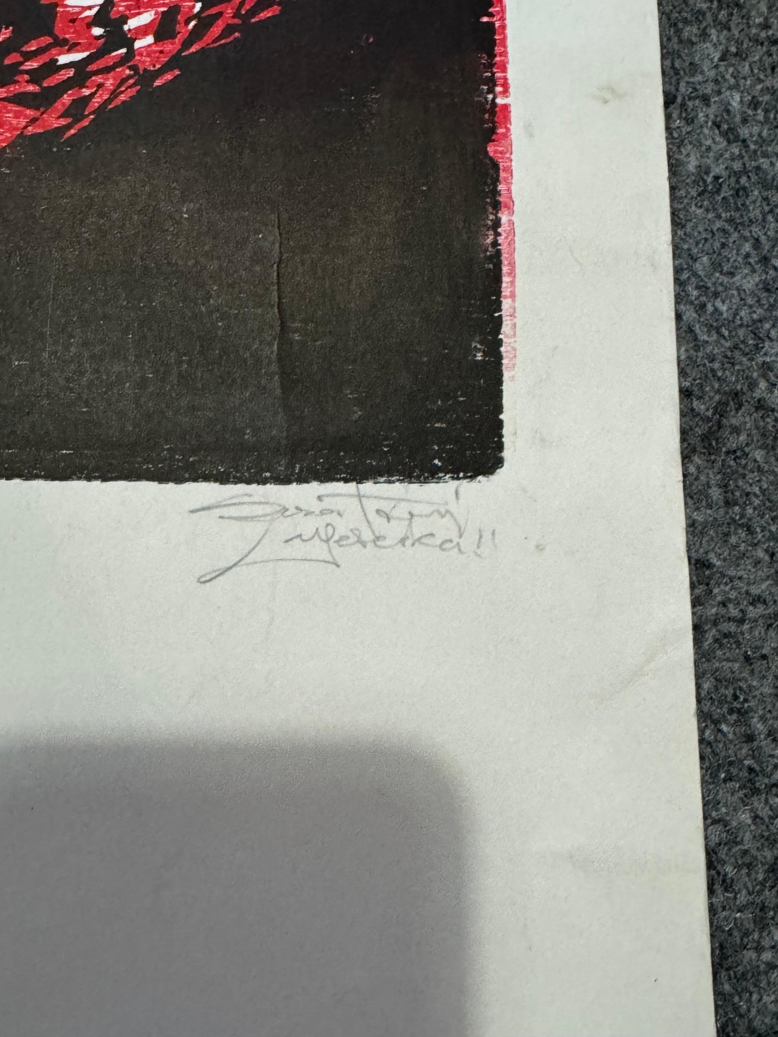 2007 Yescka „MegaMarcha“ Künstler Proof-Holzschnitt, signiert im Angebot 7