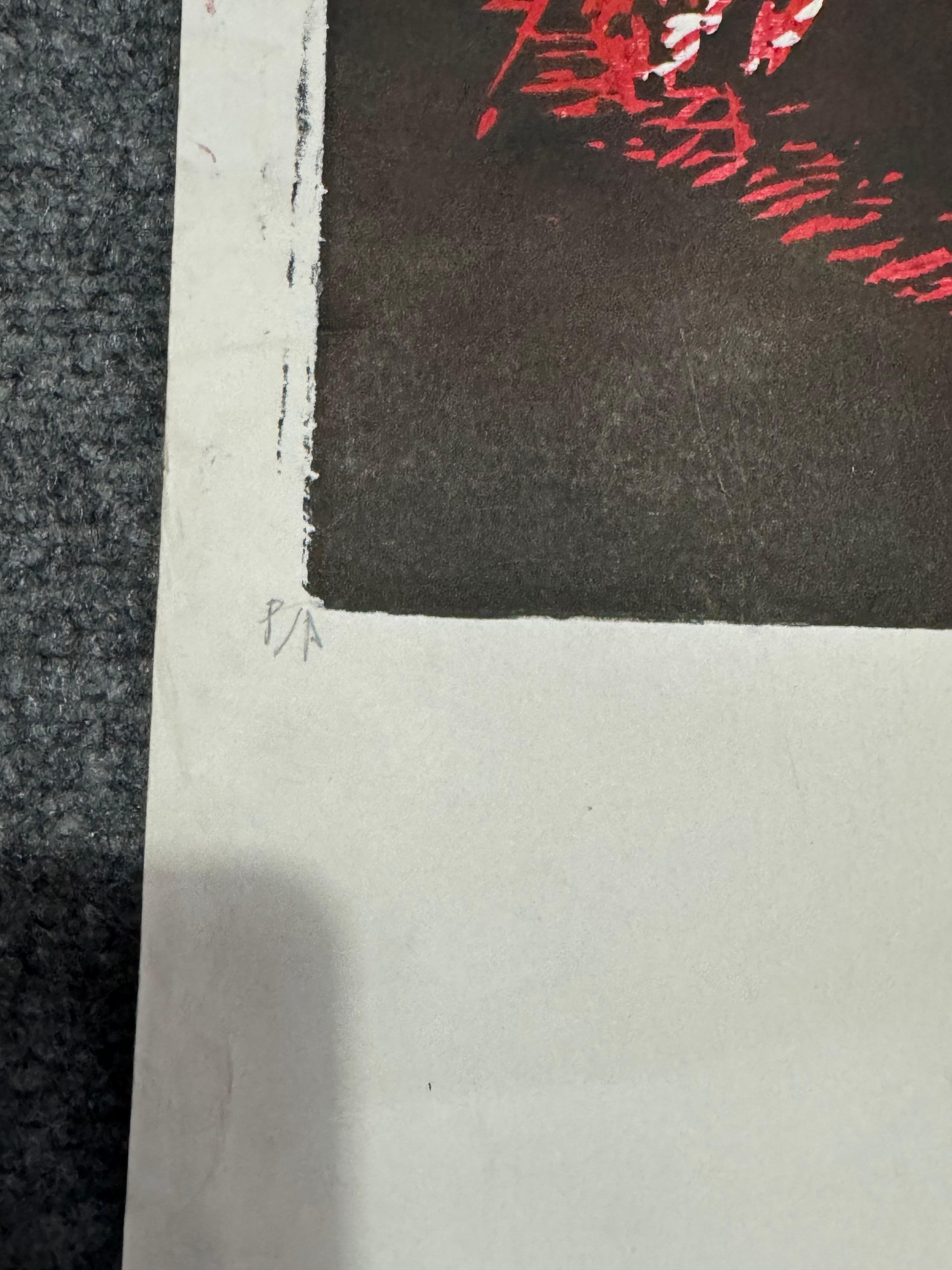 2007 Yescka „MegaMarcha“ Künstler Proof-Holzschnitt, signiert (Papier) im Angebot
