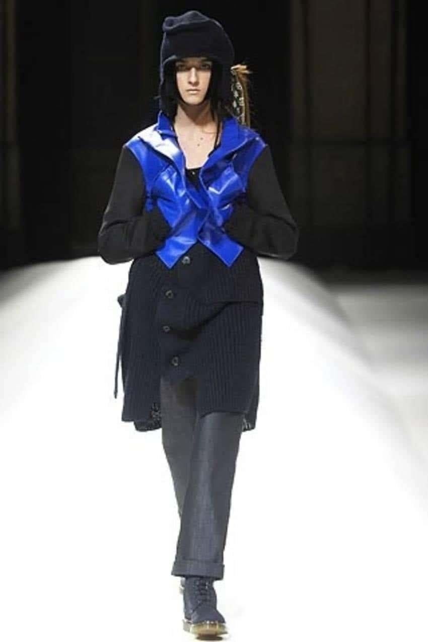 Veste de défilé YOHJI YAMAMOTO en cuir bleu avec devant forcé 2007 neuve avec étiquettes en vente 4