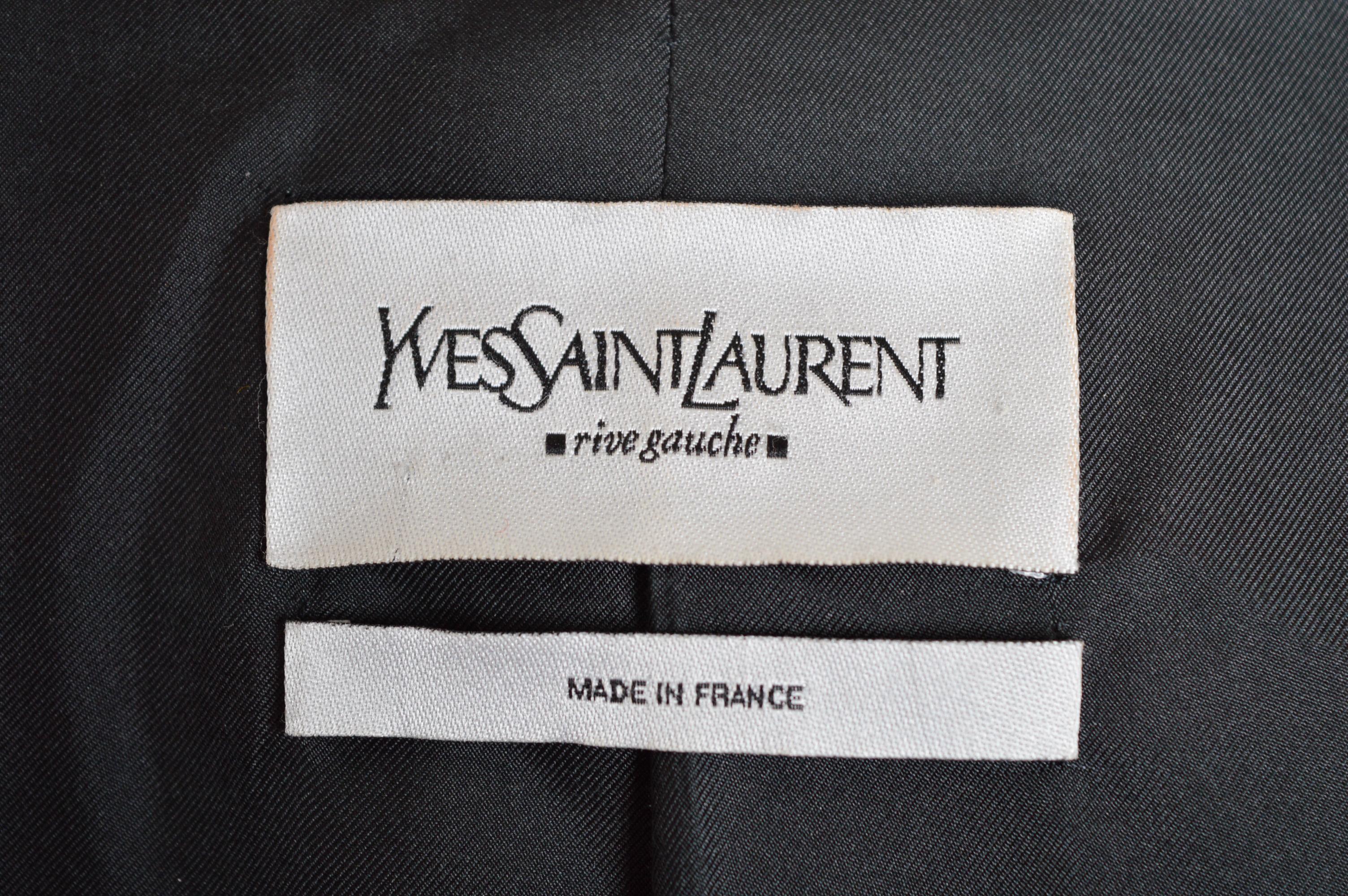 Donna 2007 Yves Saint Laurent Charcoal Grey Tailored Mottled Wool Military Blazer in vendita