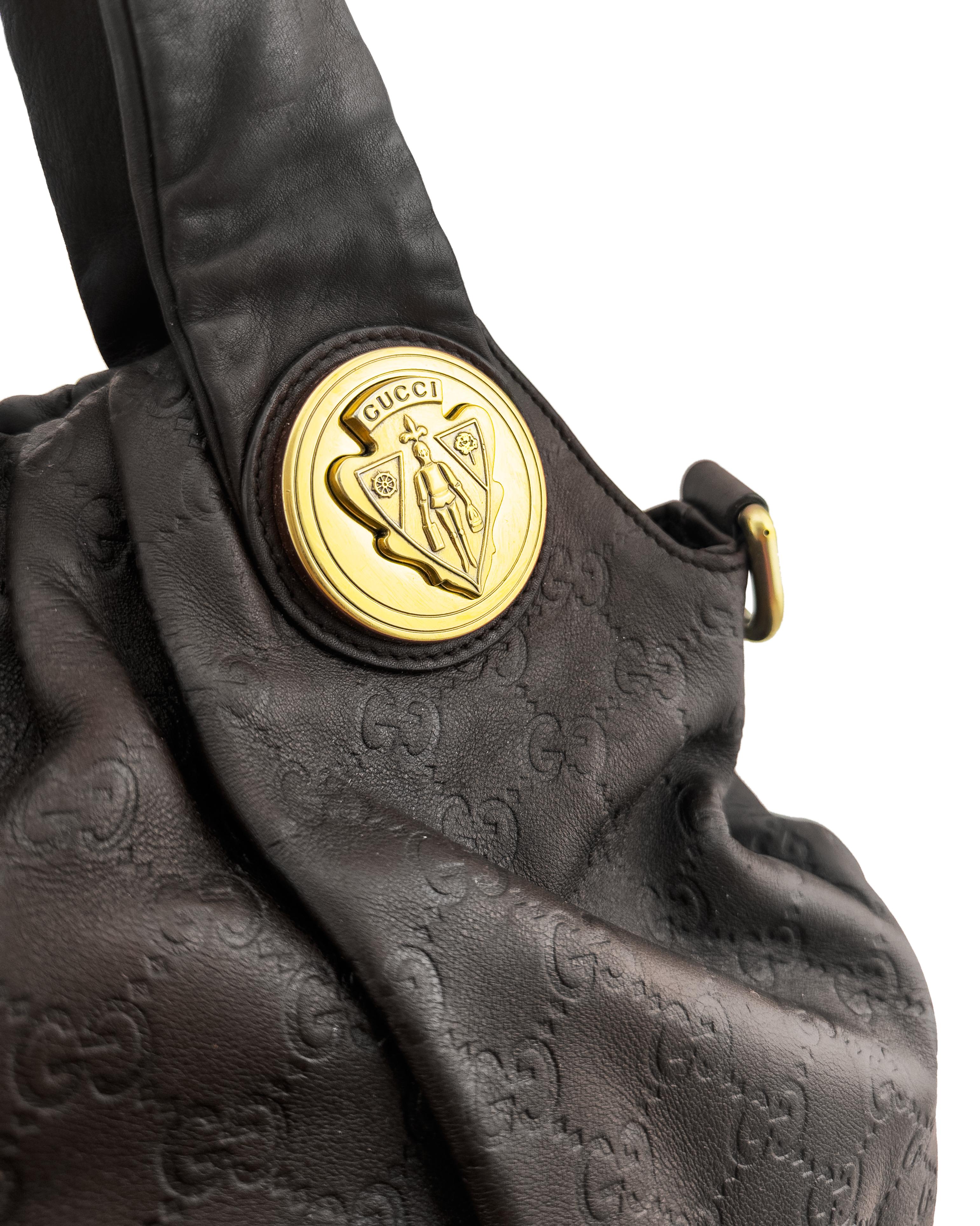 Black 2008/2009 Gucci Medium Brown Guccissima Leather Hysteria Hobo Bag For Sale
