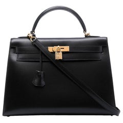 2008 32 Black Sellier Box Hermès Kelly Bag