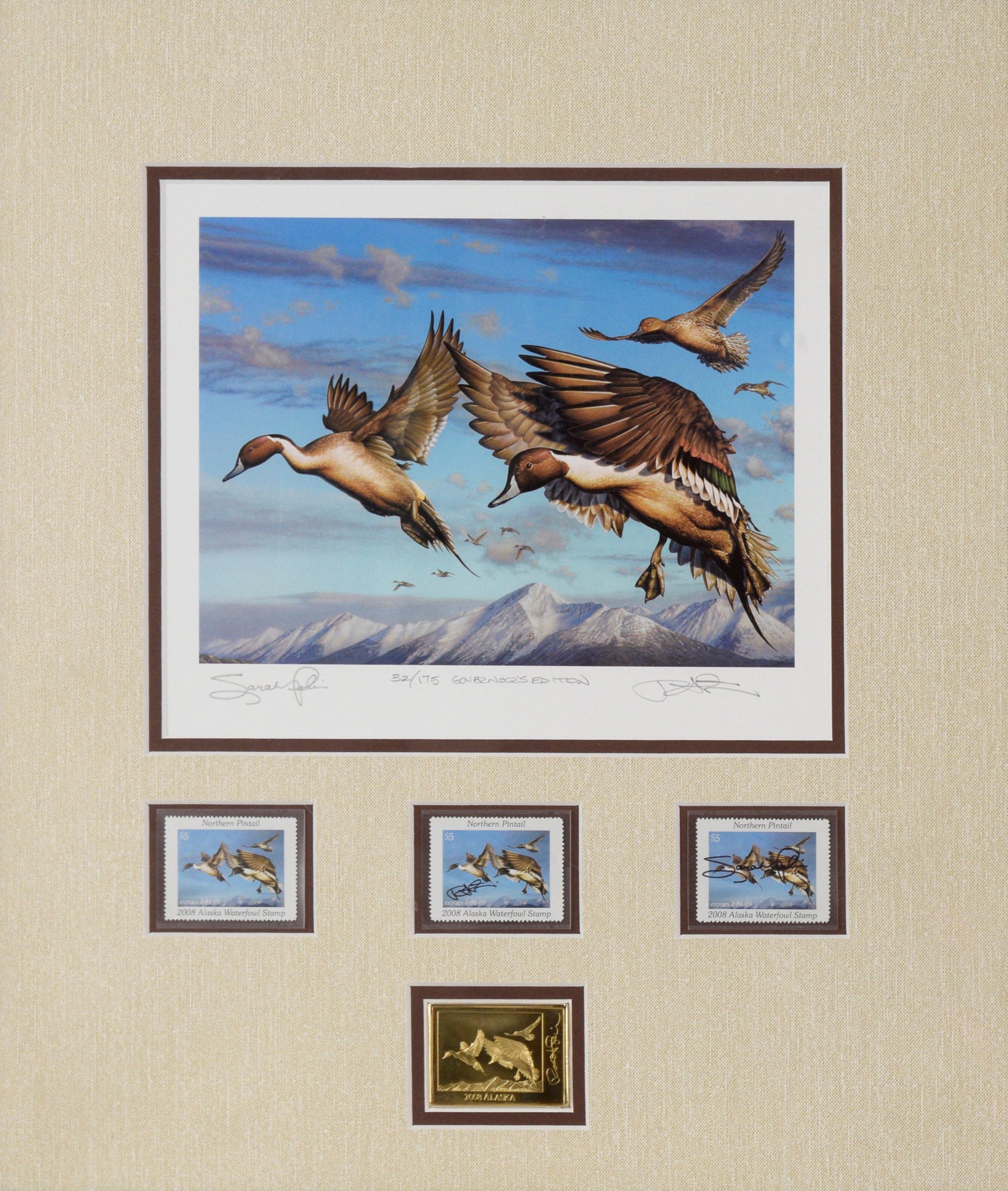Classique américain Impression du timbre sur le canard de l'Alaska 2008 par Robert The Steiner en vente