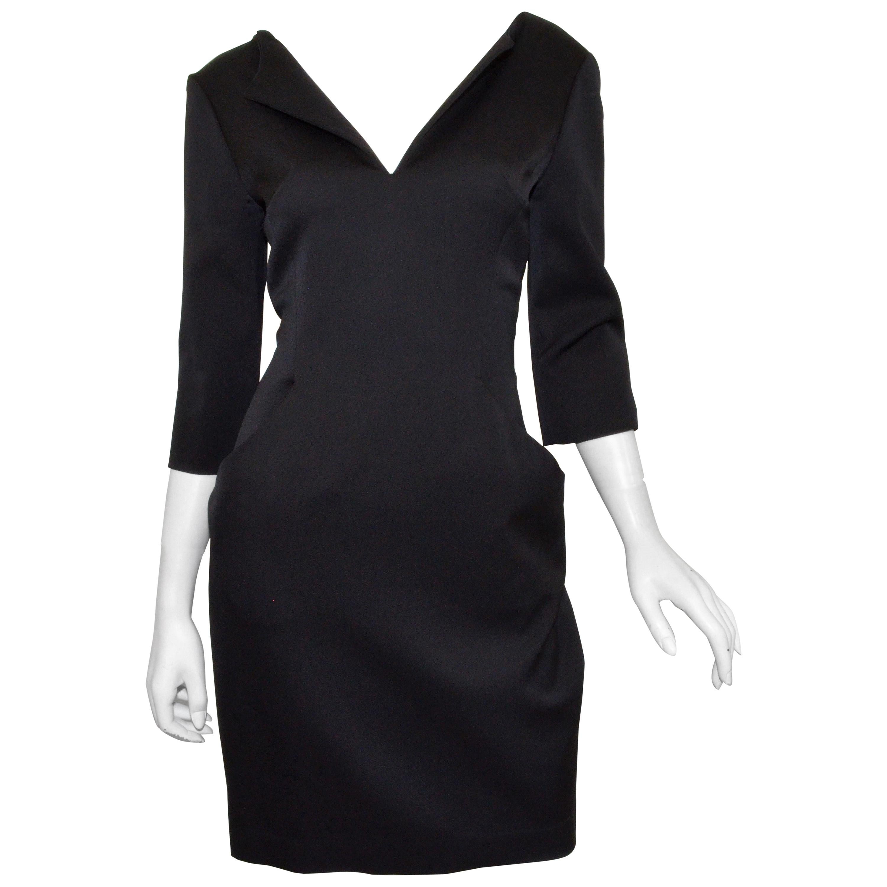 2008 Alexander McQueen Black 3/4 Sleeve Dress