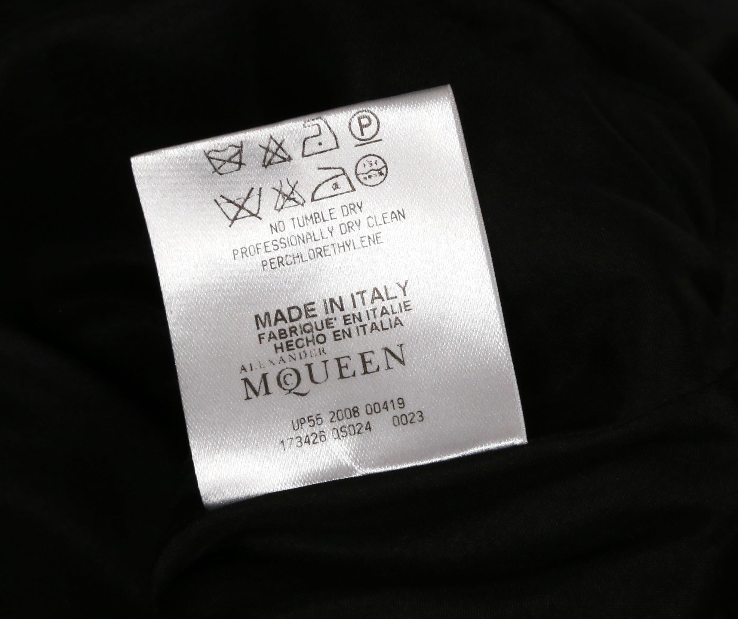 2008 ALEXANDER MCQUEEN black draped silk bias cut dress with asymmetrical bodice For Sale 7
