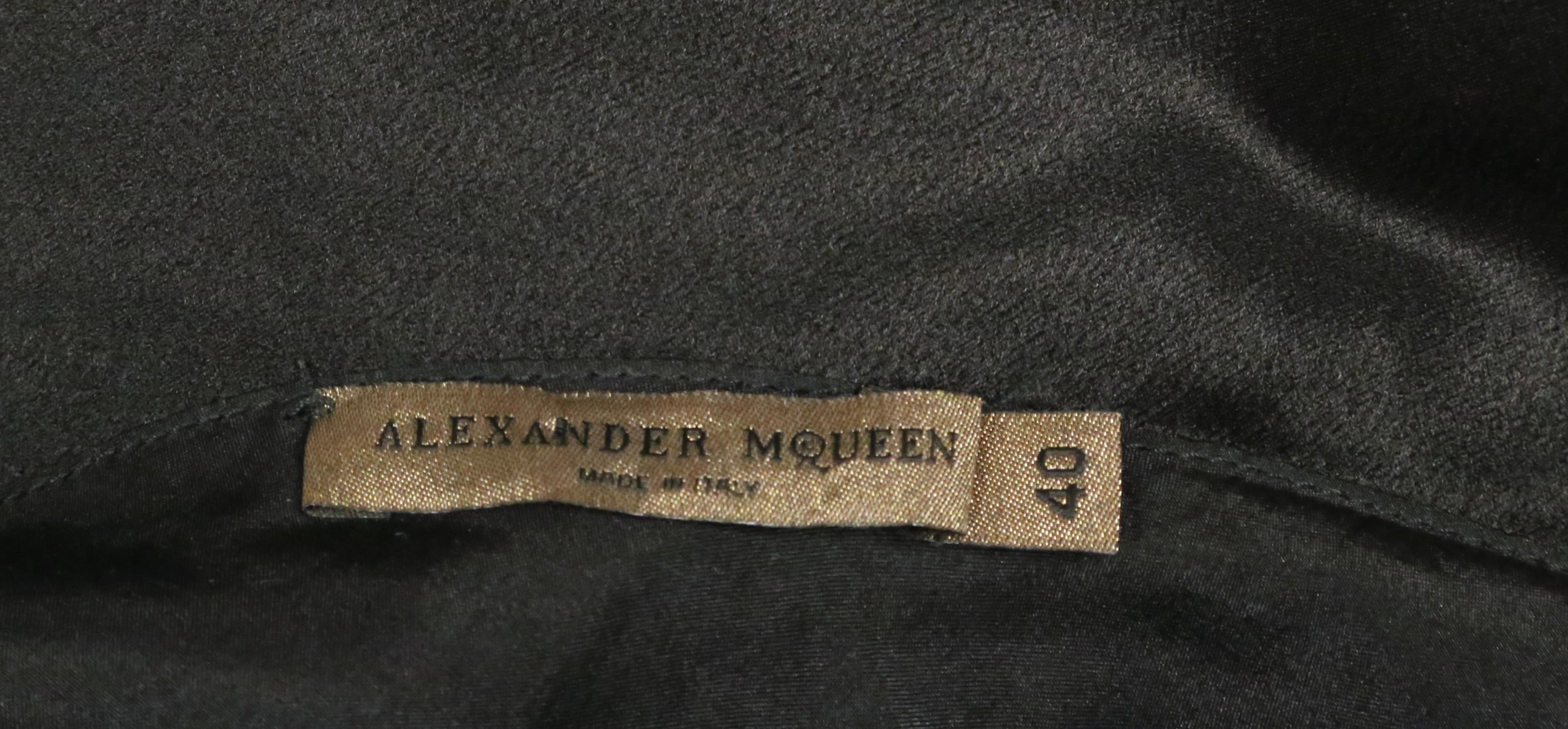 2008 ALEXANDER MCQUEEN black draped silk bias cut dress with asymmetrical bodice For Sale 5