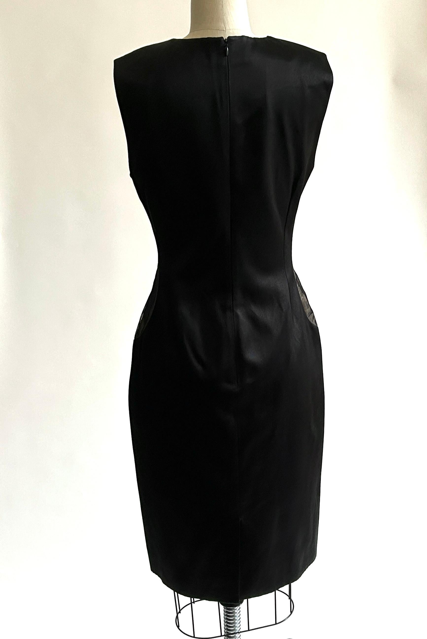 Women's 2008 Alexander McQueen Black Silk with Sheer Side Panels Dress  For Sale