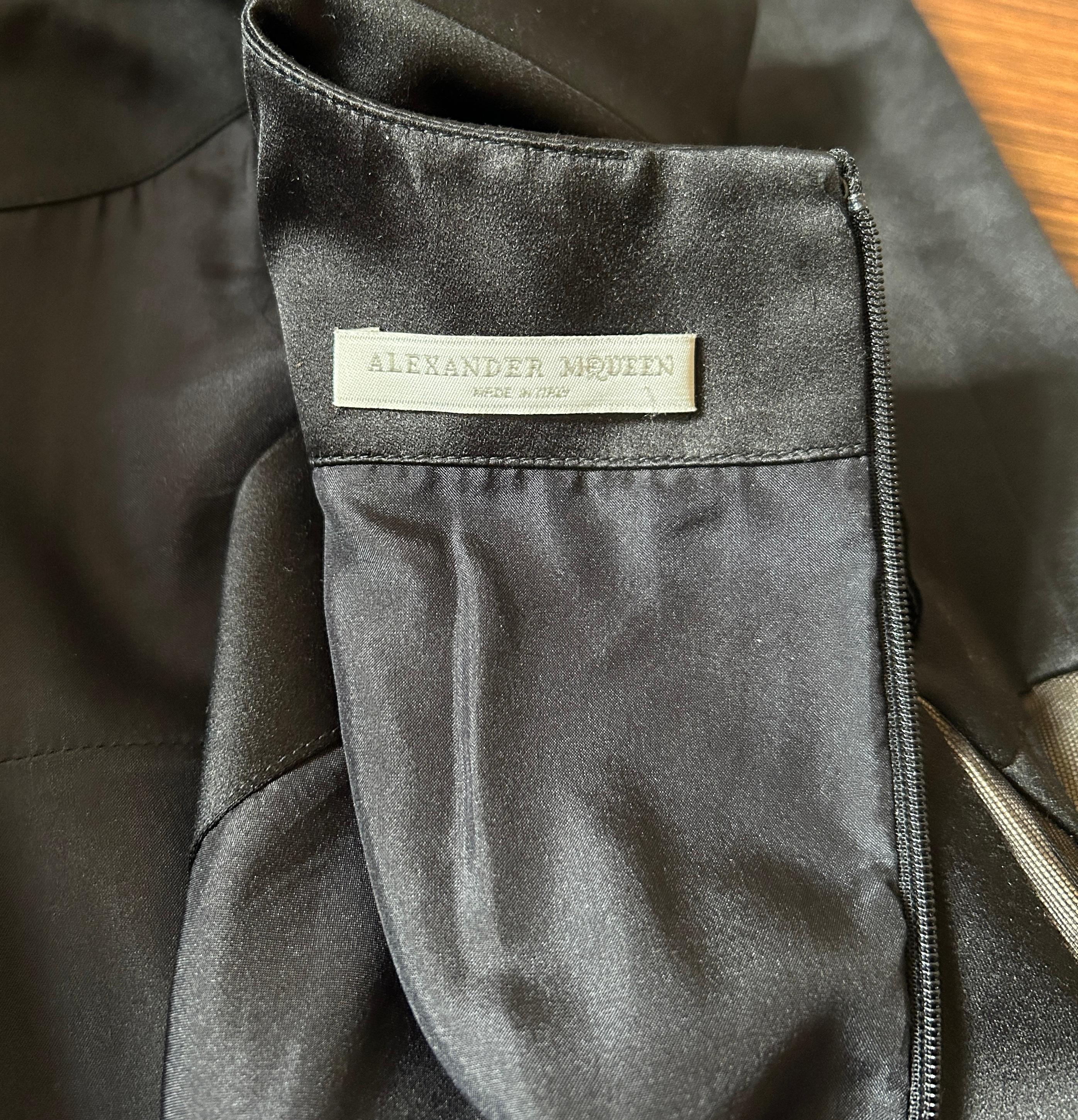 2008 Alexander McQueen Black Silk with Sheer Side Panels Dress  For Sale 2