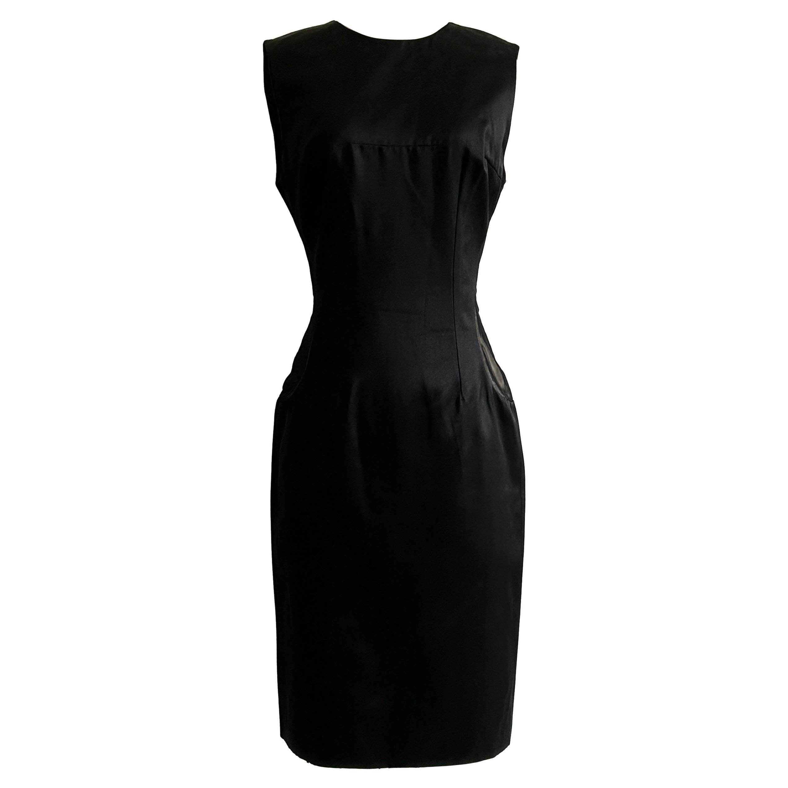 2008 Alexander McQueen Schwarzes Kleid aus Seide mit durchsichtigen Seitenwänden