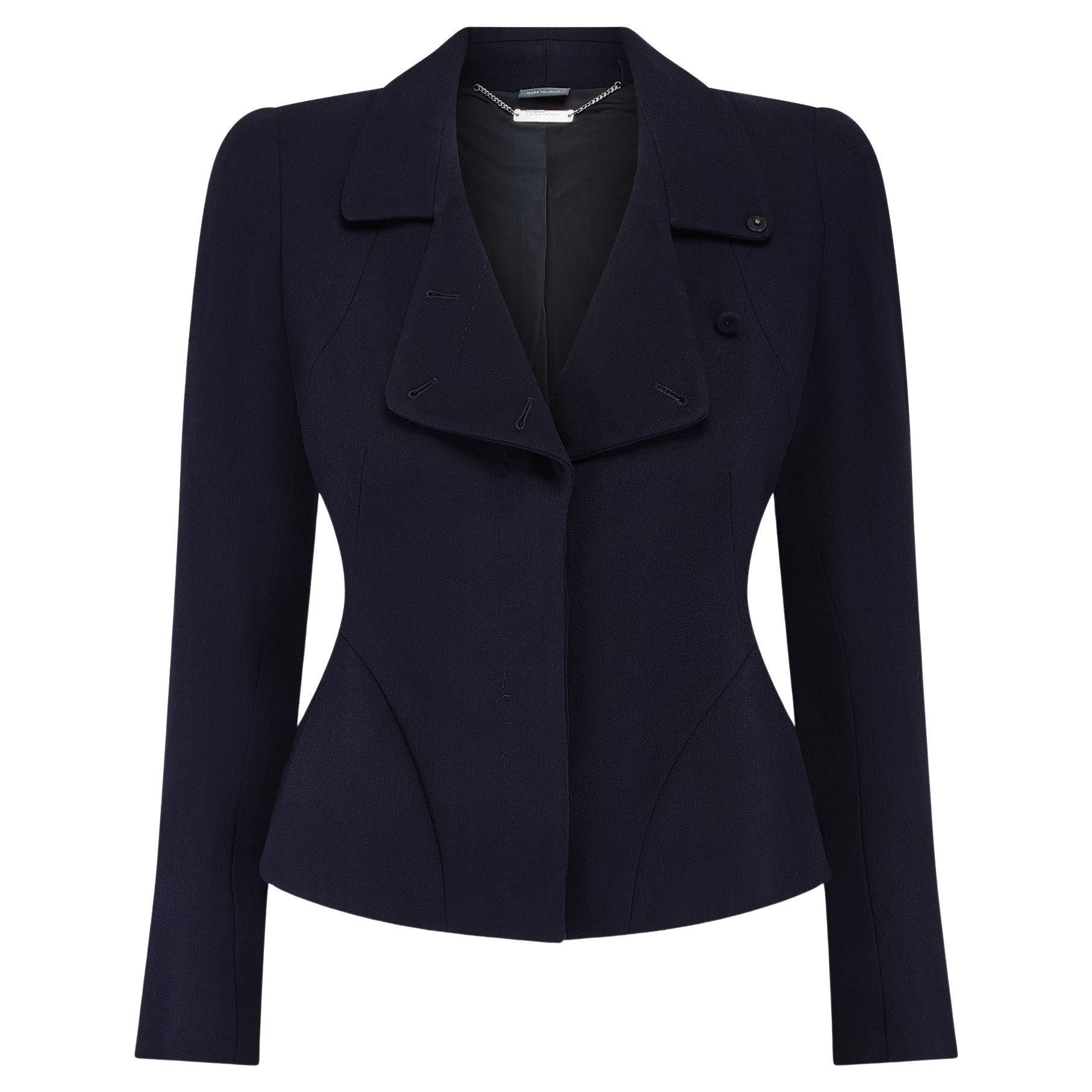 2008 Alexander McQueen Navy Single Breasted Jacket For Sale