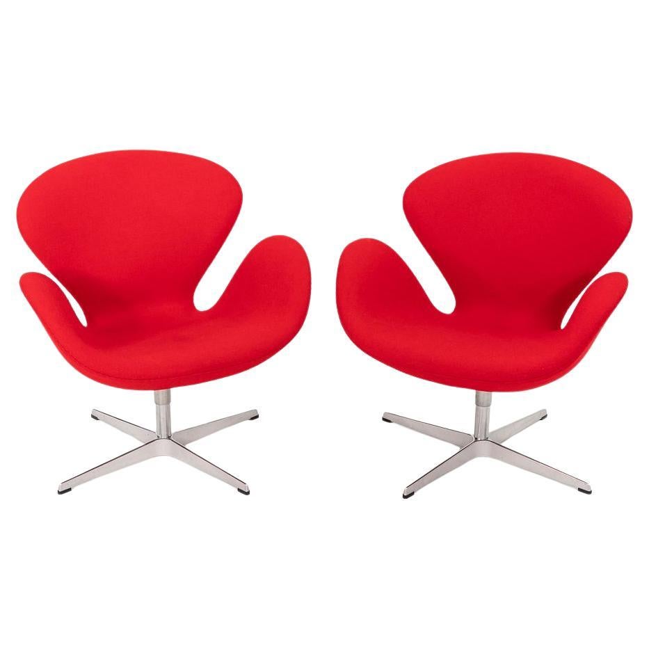 2008 Arne Jacobsen for Fritz Hansen Swan Lounge Chair in Red Fabric 3x Available