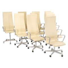 2008 Arne Jacobsen Oxford High-Back Dining or Desk Chair in Cream Leather