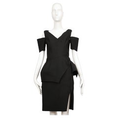 2008 Balenciaga by Nicolas Ghesquiere abito da RUNWAY in lana nera