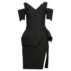 2008 BALENCIAGA by Nicolas Ghesquiere black bonded wool RUNWAY dress