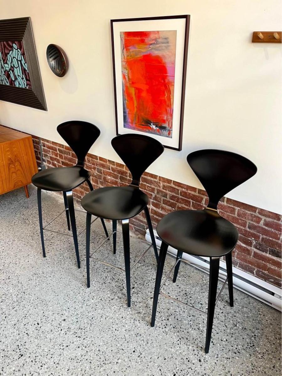 Mid-Century Modern 2008 Black Cherner Barstools by Cherner Chair Company For Sale