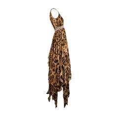 2008 Blumarine Runway Leopard Chiffon Maxi-Dress with Crystal Waistband